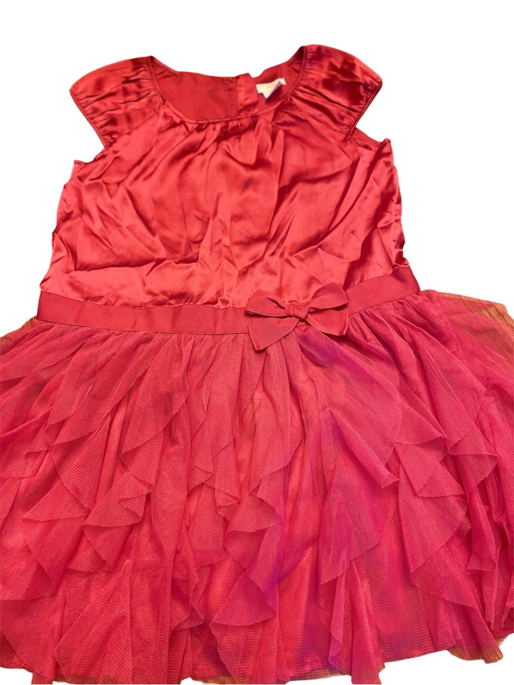 Girls Red Ruffle Tulle Party Dress with Bow 14 XL